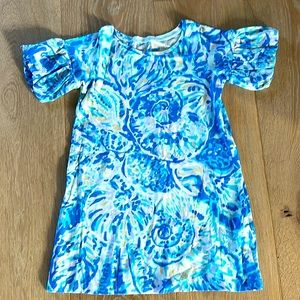 Lilly Pulitzer Small 4-5 knit jersey dress. A-line shape. Puff short sleeve.